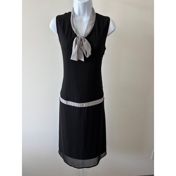Dresses & Skirts - Bow Tie Dress Medium Dark Coquette Sheer Hem Sleeveless Retro Mod Parisian Style